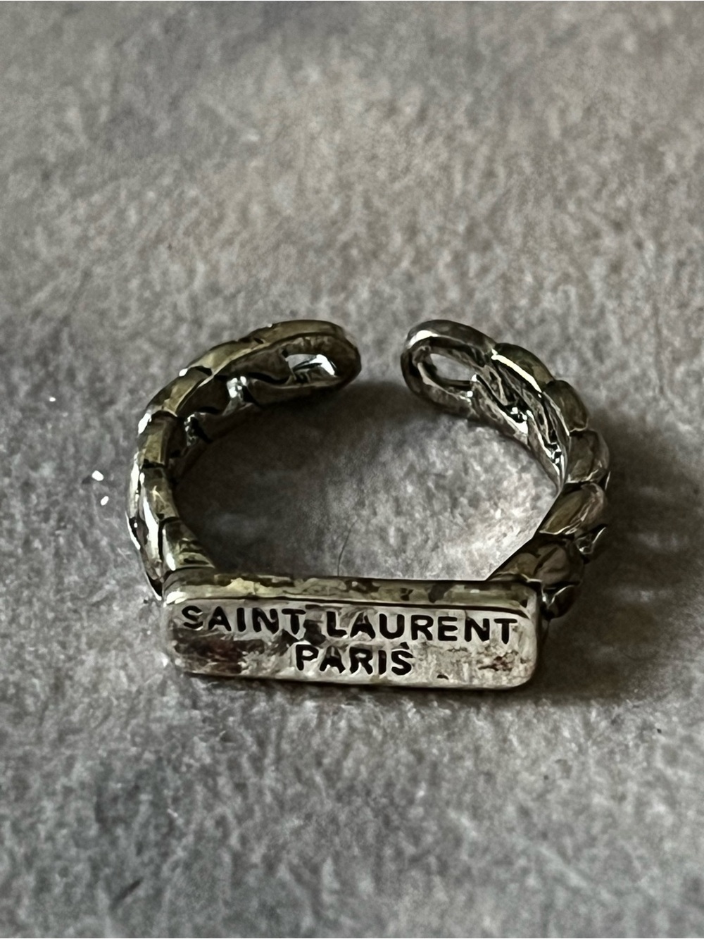 Saint Laurent Paris Silver Chain-Link Open Ring